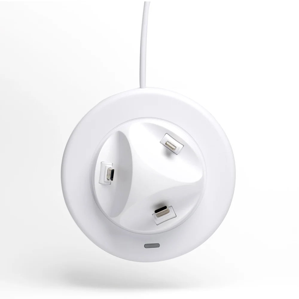UV-01 USB to Type-C/Micro/iP 3 in 1 Charging Dock for Smartphone Holder Stand 360 Degree Rotatable Charger Base - White - 1