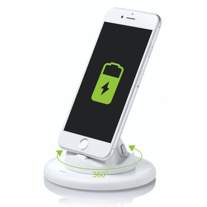 UV-01 USB to Type-C/Micro/iP 3 in 1 Charging Dock for Smartphone Holder Stand 360 Degree Rotatable Charger Base - White - 4