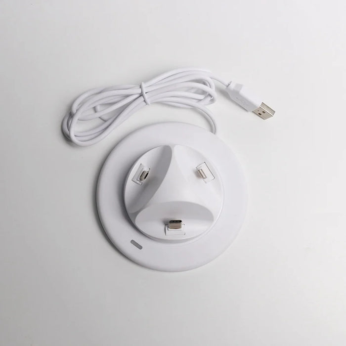 UV-01 USB to Type-C/Micro/iP 3 in 1 Charging Dock for Smartphone Holder Stand 360 Degree Rotatable Charger Base - White - 6