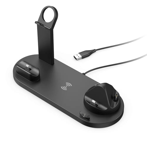 BXD-07 4 in 1 QC3.0 15W Fast Charging Magnetic Wireless Charger for iPhone/Apple Watch/AirPods - Black - 1