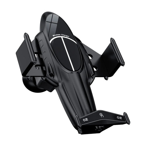 FJ11 Airplane Shape Intelligent Induction Car Air Vent Mount Phone Holder 15W Wireless Charger - Black - 1