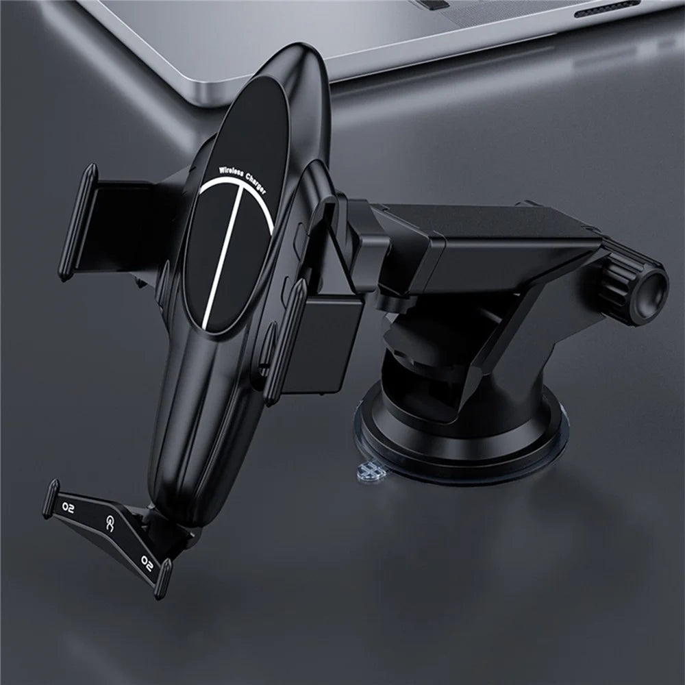 FJ11 Airplane Shape Intelligent Induction Car Air Vent Mount Phone Holder 15W Wireless Charger - Black - 5