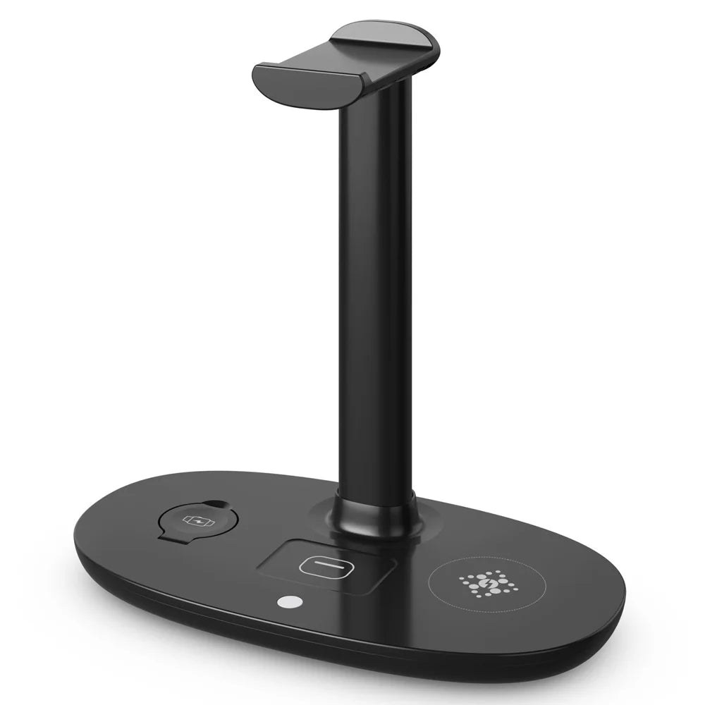 B-15A For AirPods Max Headset Holder Stand 3  in 1 15W Wireless Charging Dock for Phone / Smart Watch / Earbuds - White - 2