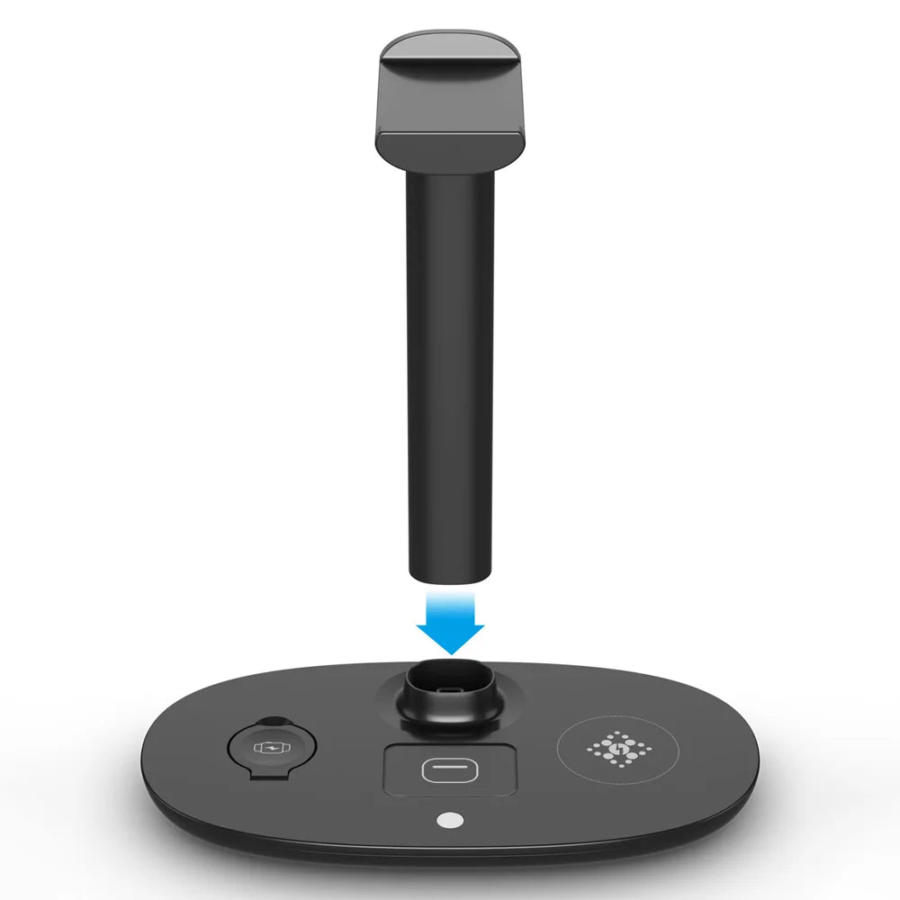 B-15A For AirPods Max Headset Holder Stand 3  in 1 15W Wireless Charging Dock for Phone / Smart Watch / Earbuds - White - 3