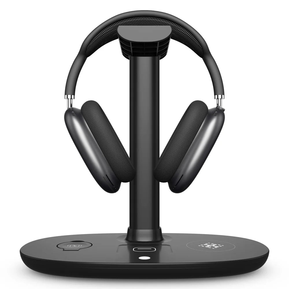B-15A For AirPods Max Headset Holder Stand 3  in 1 15W Wireless Charging Dock for Phone / Smart Watch / Earbuds - White - 7
