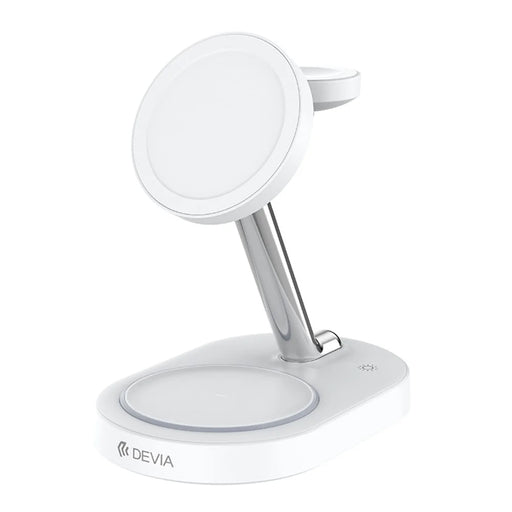 DEVIA Y302 Extreme Speed Series 3 in 1 15W Magnetic Wireless Charger Phone Watch Earbuds Charging Stand - White - 1