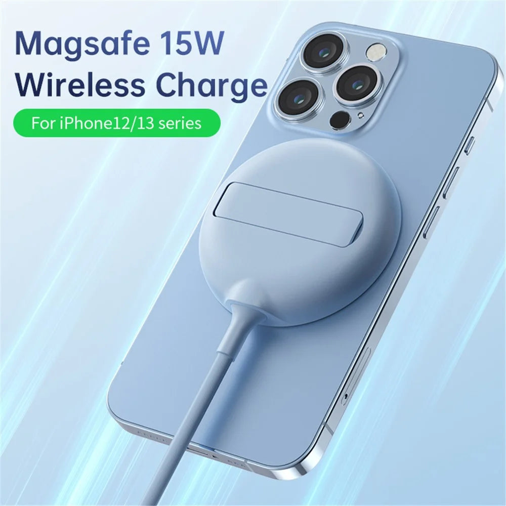 LFX-181 15W Fast Charging Portable Magnetic Wireless Charger with Folding Stand - Blue - 3