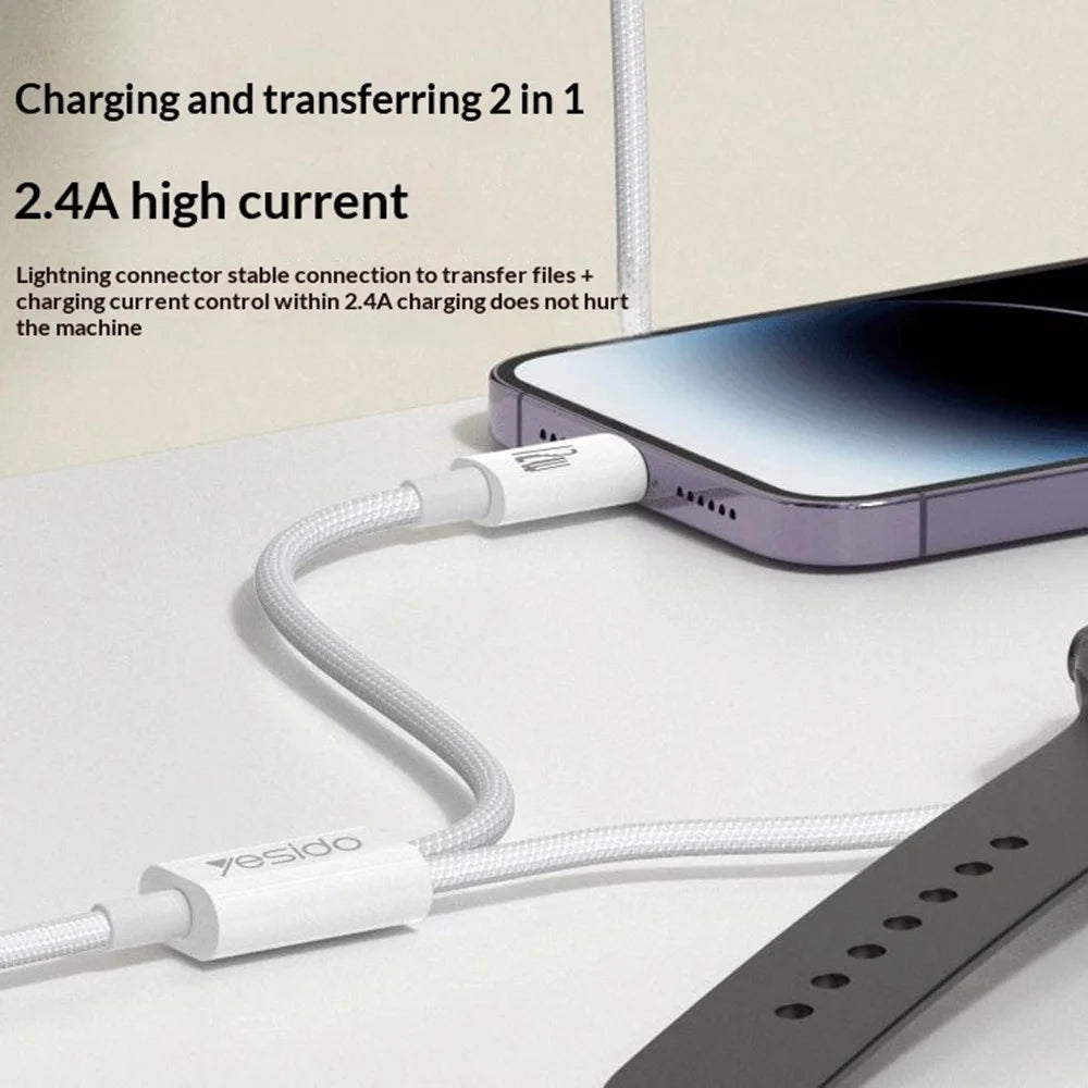YESIDO DS35 2 in 1 USB-A to iP  /  Wireless Charging Dock for Apple Watch 2.5W Fast Charging Cable - White - 3