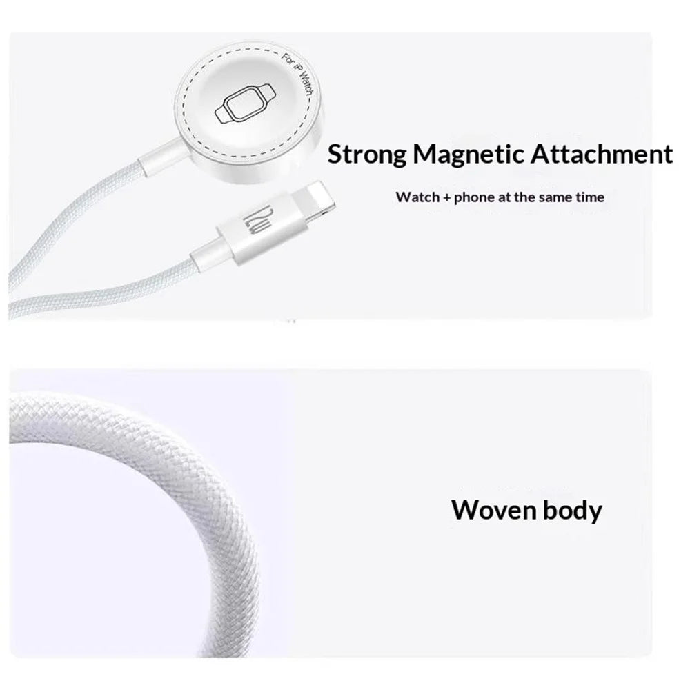 YESIDO DS35 2 in 1 USB-A to iP  /  Wireless Charging Dock for Apple Watch 2.5W Fast Charging Cable - White - 5