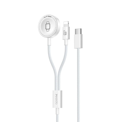YESIDO DS34 2 in 1 Type-C to iP  /  Wireless Charging Dock for Apple Watch 2.5W Fast Charging Cable - White - 1