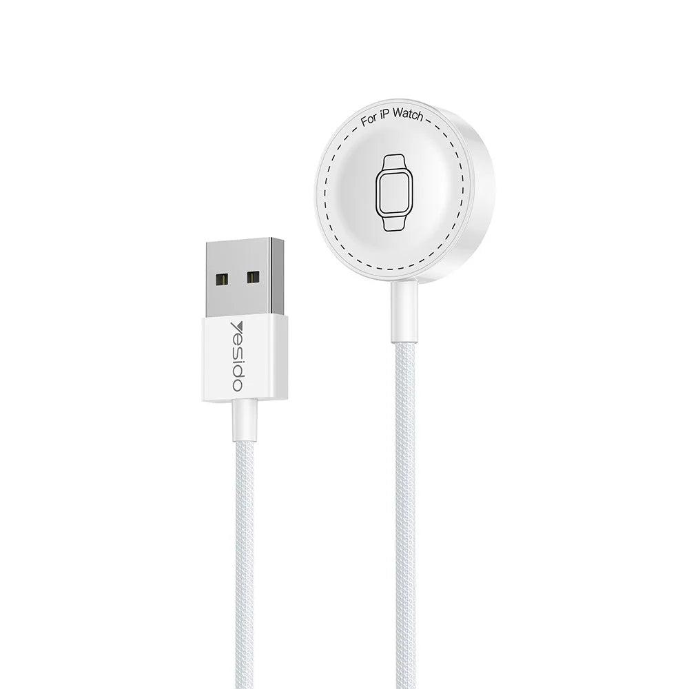 YESIDO DS33 1m 2.5W Fast Charging USB-A Cable for Apple Watch Magnetic Wireless Charger - White - 1