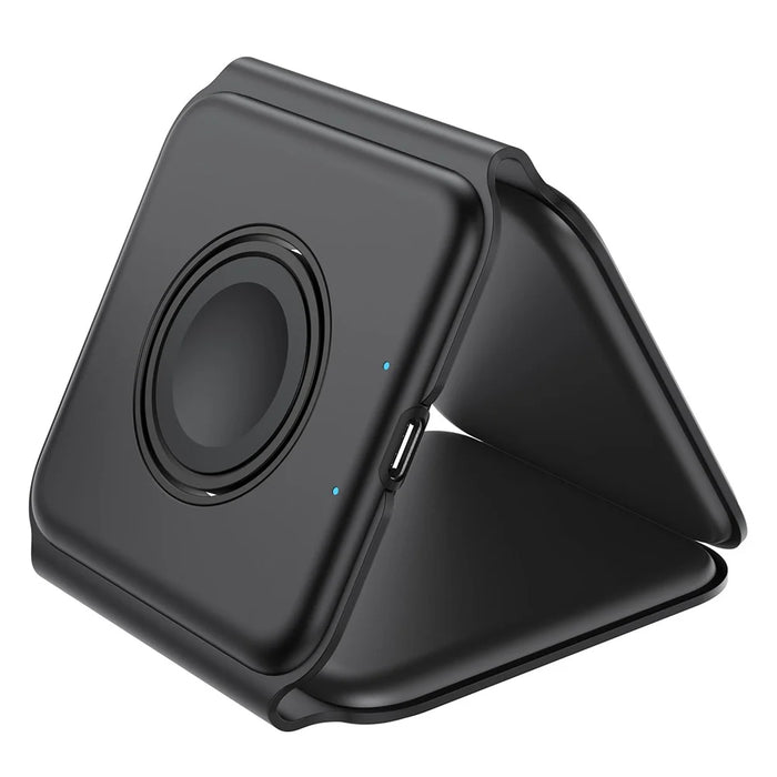 WC-07W 3 in 1 Magnetic Wireless Charger Foldable Charging Dock with Indicator Light - Black - 7