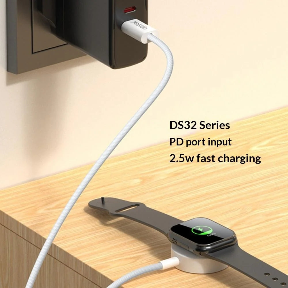 YESIDO DS32 1m 2.5W Fast Charging USB-C Cable for Apple Watch Magnetic Wireless Charger - White - 2