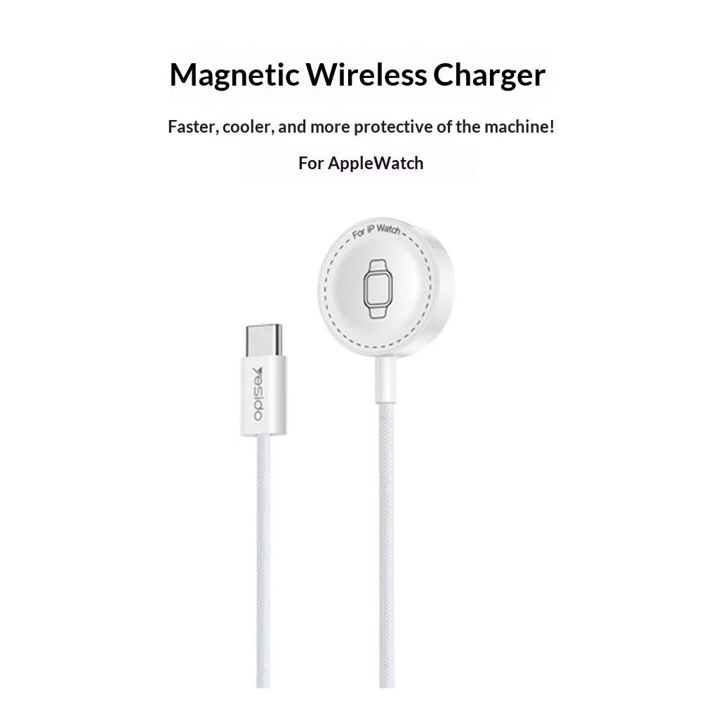 YESIDO DS32 1m 2.5W Fast Charging USB-C Cable for Apple Watch Magnetic Wireless Charger - White - 6