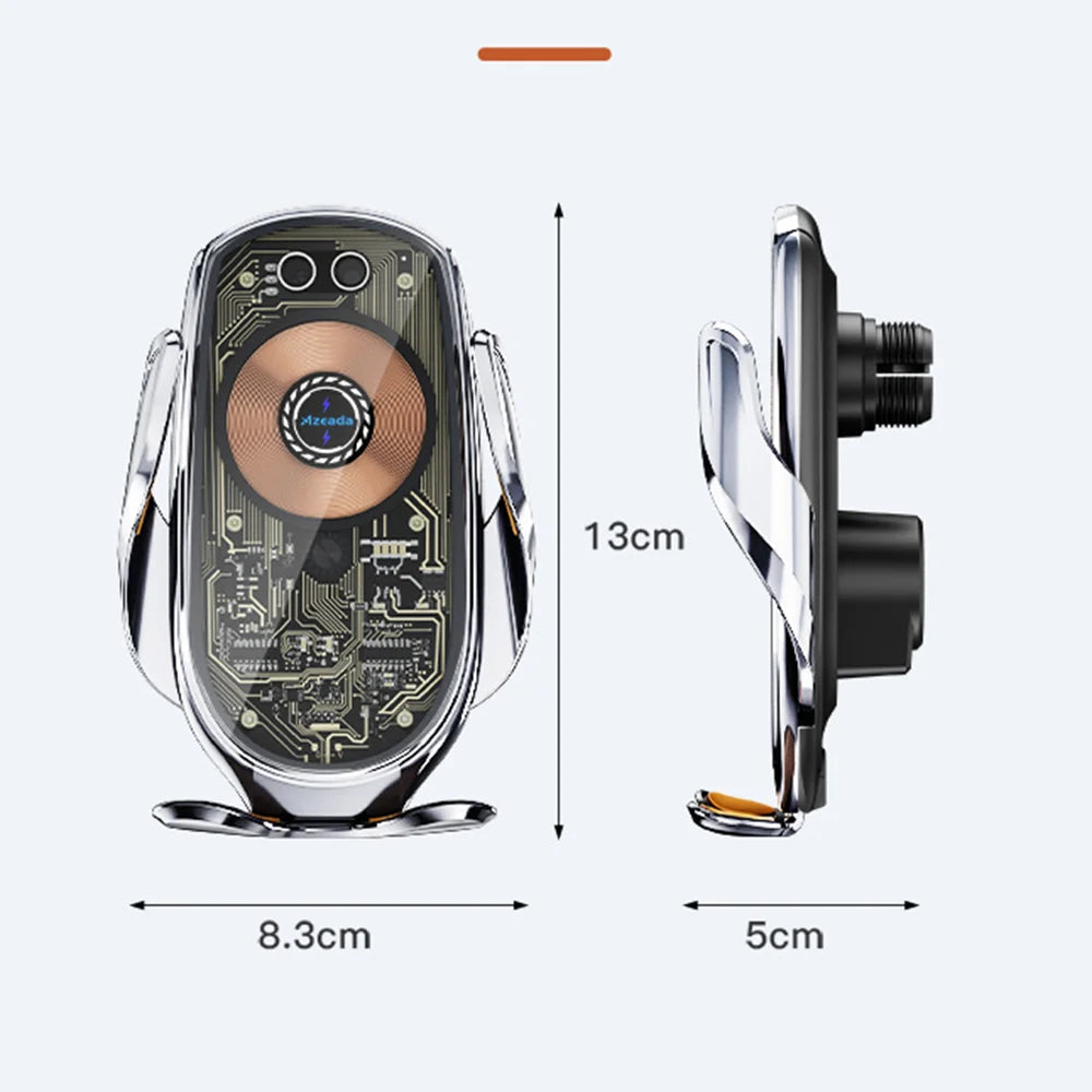 AZEADA AZ-C05 15W Wireless Charger Car Air Vent Mount Infrared Auto Clamp Phone Holder - Black - 7