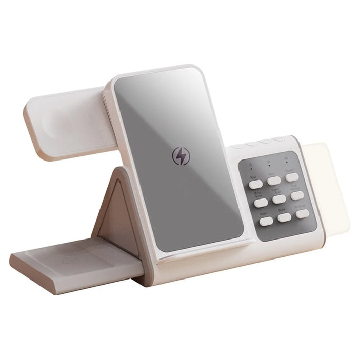 T12 5-in-1 Wireless Charging Station Stand Magnetic Stand with White Noise Night Light for Phone Watch Earbuds - 1