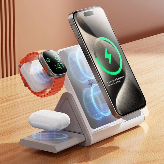 T12 5-in-1 Wireless Charging Station Stand Magnetic Stand with White Noise Night Light for Phone Watch Earbuds - 5