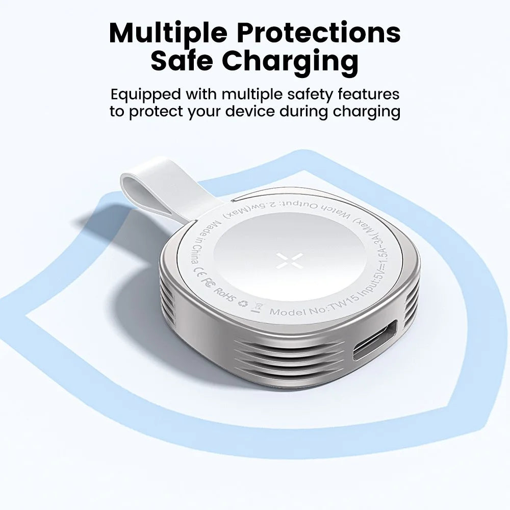 TOOCKI TW15 Magnetic Wireless Smart Watch Charger 2.5W Zinc Alloy Dual Port Type-C iP (5-14) Magnetic Charging Dock for Apple Watch - 7