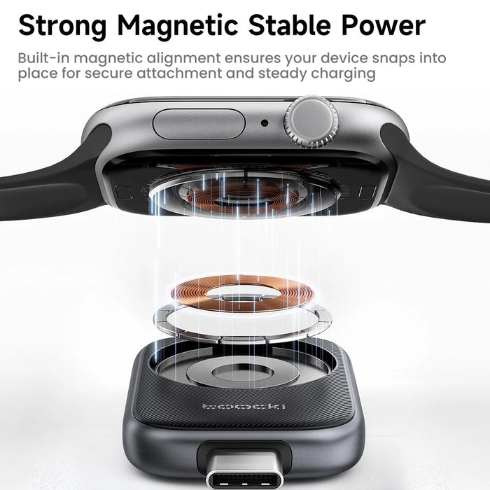 TOOCKI TW13 2.5W Type-C Magnetic Wireless Charger for Apple Watch Charging Dock - Male - 4