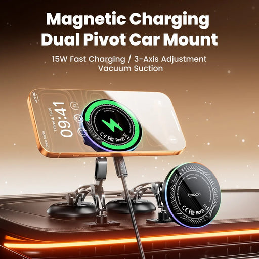 TOOCKI TW11 (W11) Magnetic Car Mount Wireless Charger 15W Fast Charging Phone Holder for Dashboard - 2