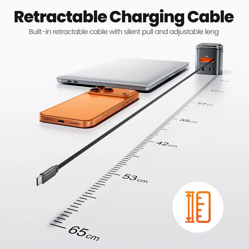 TOOCKI MX-CD15S 80W GaN 6-in-1 Wireless Charging Station Retractable Cable Charging Dock for iPhone MacBook - EU Plug - 7