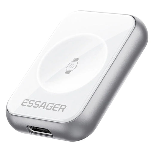 ESSAGER 5W Wireless Charger for Apple Watch Zinc Alloy Type-C + iP Dual Interface Portable Magnetic Charger - Silver - 1