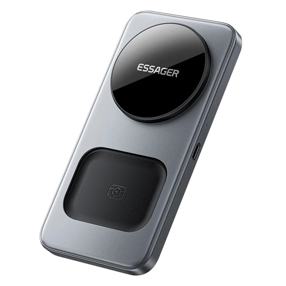 ESSAGER 3 in 1 Desktop Wireless Charger 15W Fast Charging Magnetic Foldable for Phone Watch Earbuds - Grey - 1