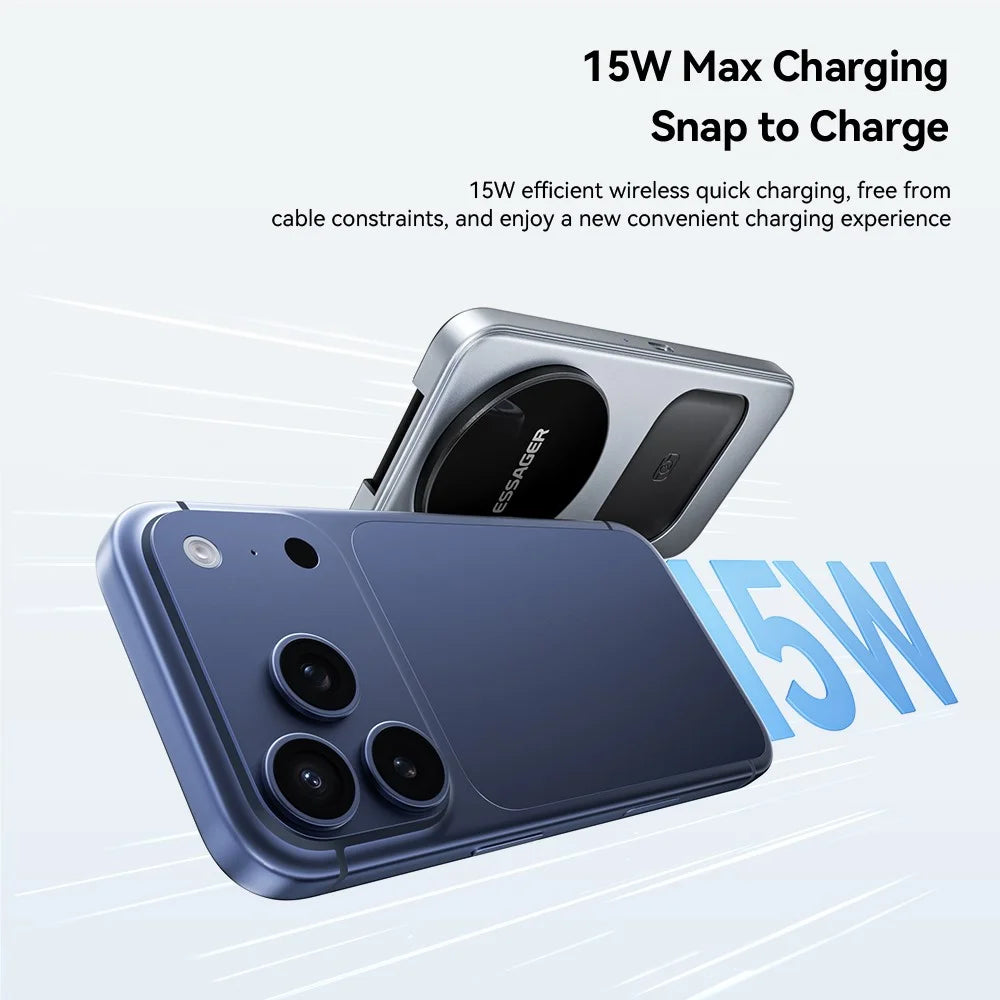 ESSAGER 3 in 1 Desktop Wireless Charger 15W Fast Charging Magnetic Foldable for Phone Watch Earbuds - Grey - 5