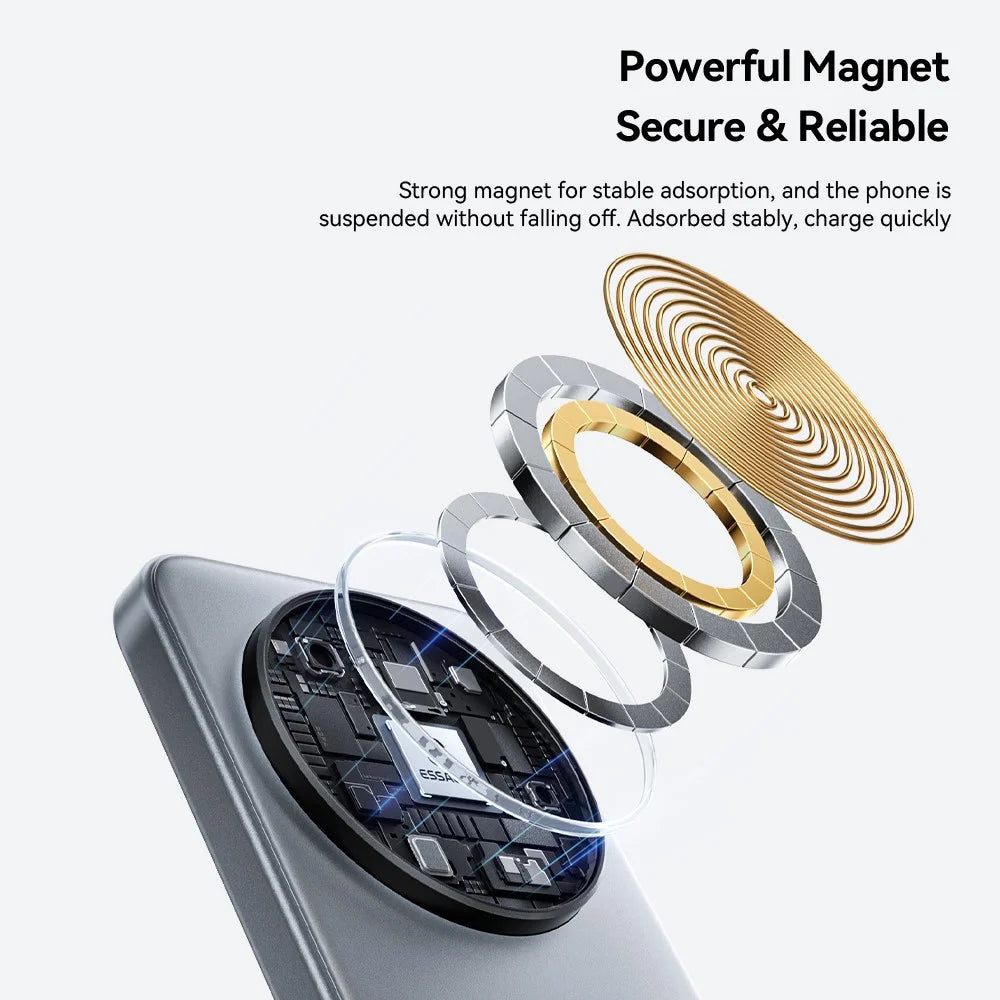 ESSAGER 3 in 1 Desktop Wireless Charger 15W Fast Charging Magnetic Foldable for Phone Watch Earbuds - Grey - 7