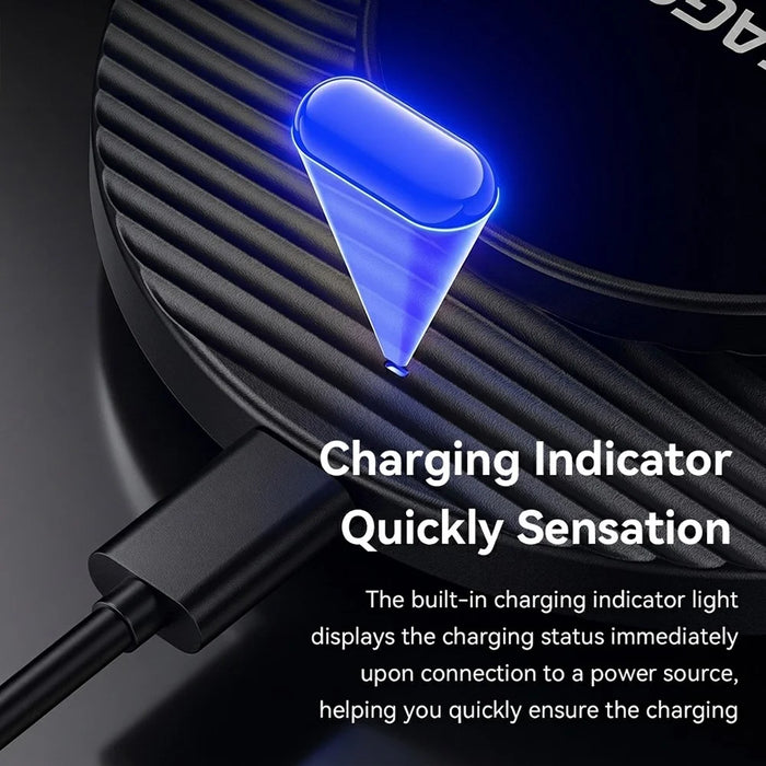 ESSAGER Desktop Wireless Charger Portable 15W Fast Charging Pad with 1m Type-C Cable - Black - 7