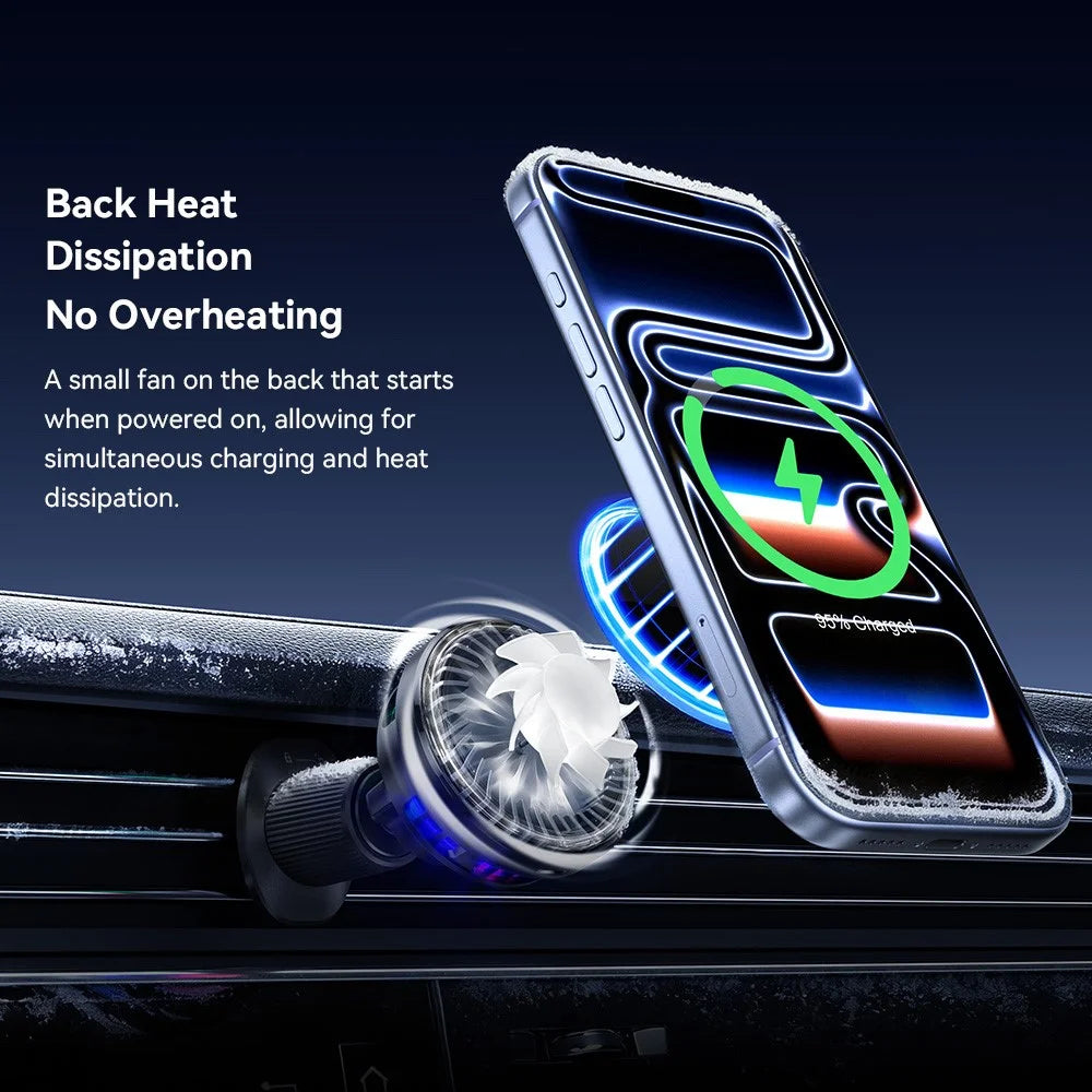 ESSAGER Qi2.2 25W Fast Charging Air Vent Mount Magnetic Wireless Car Charger with RGB Light - Black - 5
