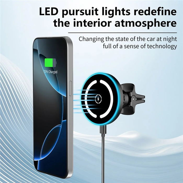 JLM-101 Magnetic Wireless Car Charger 15W Fast Charging Qi-Compatible Air Vent Mount Phone Holder - Black - 2