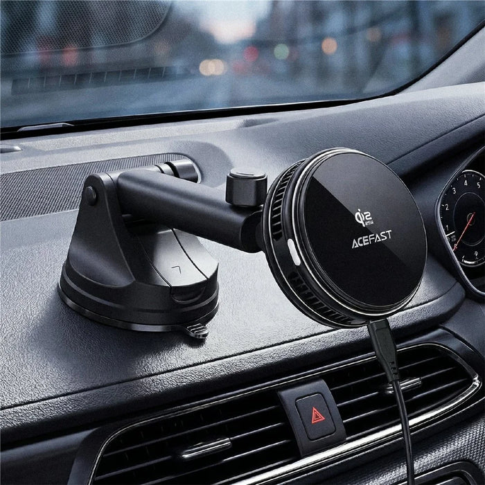 ACEFAST D67 Qi2 25W Cooling Wireless Charging Car Holder with Suction Cup Phone Mount Stand - Black - 6