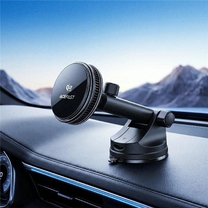ACEFAST D67 Qi2 25W Cooling Wireless Charging Car Holder with Suction Cup Phone Mount Stand - Black - 7