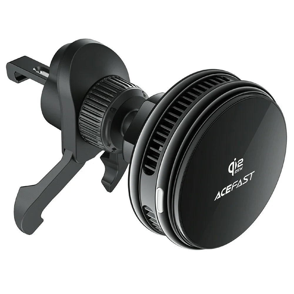 ACEFAST D66 25W Qi2 Magnetic Wireless Charger Car Mount Phone Holder with Cooling Fan for Air Vent - Black - 2