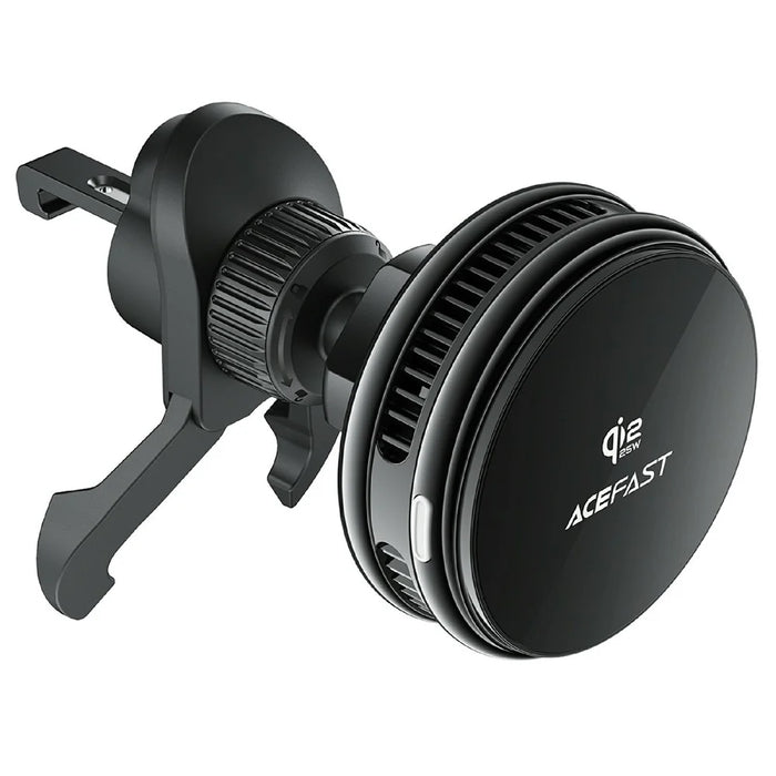 ACEFAST D66 25W Qi2 Magnetic Wireless Charger Car Mount Phone Holder with Cooling Fan for Air Vent - Black - 2