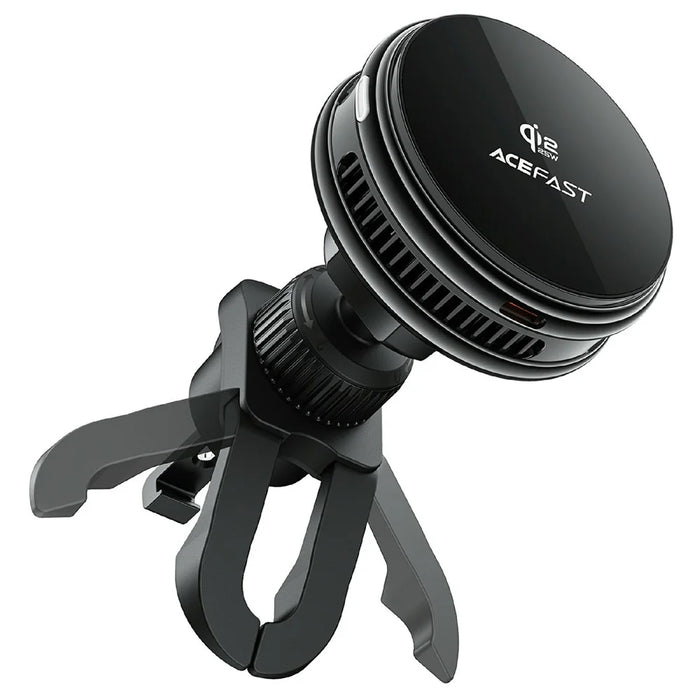 ACEFAST D66 25W Qi2 Magnetic Wireless Charger Car Mount Phone Holder with Cooling Fan for Air Vent - Black - 4
