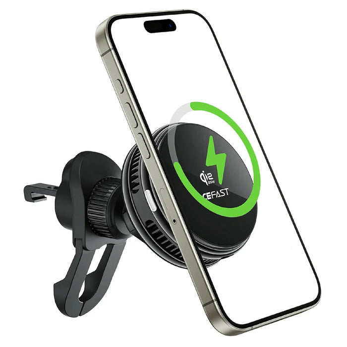 ACEFAST D66 25W Qi2 Magnetic Wireless Charger Car Mount Phone Holder with Cooling Fan for Air Vent - Black - 5