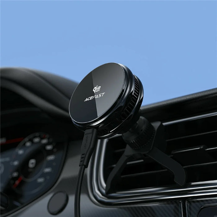ACEFAST D66 25W Qi2 Magnetic Wireless Charger Car Mount Phone Holder with Cooling Fan for Air Vent - Black - 6