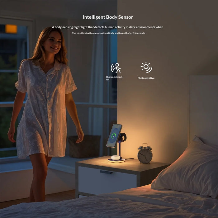 MC09 Qi2 15W Wireless Charger Semiconductor Cooling Foldable Charging Station with LED Night Light - MC09 - 6
