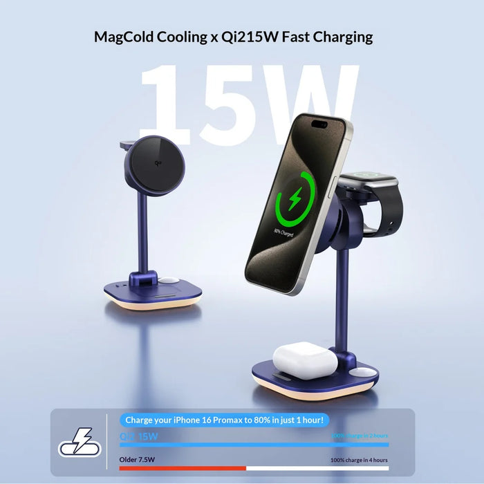 MC09 Qi2 15W Wireless Charger Semiconductor Cooling Foldable Charging Station with LED Night Light - MC09 - 7