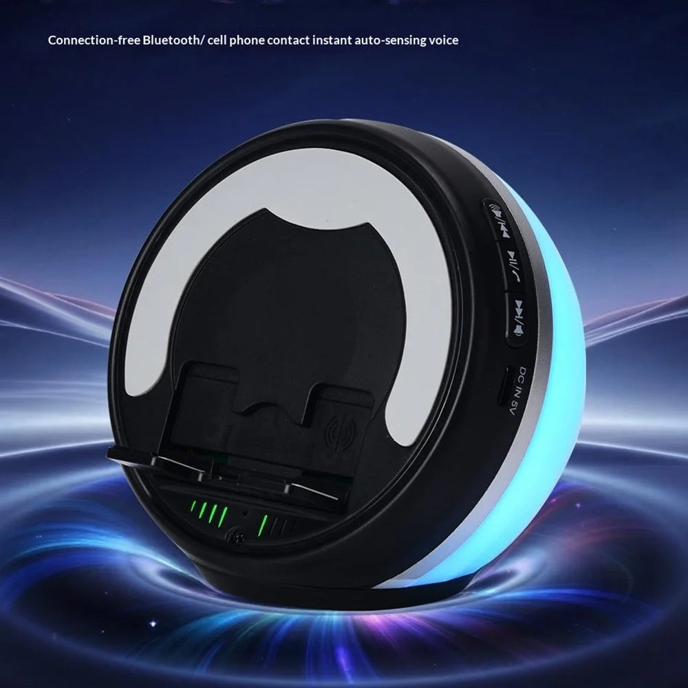 F36 Bluetooth-compatible Speaker with Phone Stand TF Card RGB Ambient Light 2000mAh Wireless Induction Audio Portable Speaker - Black - 5