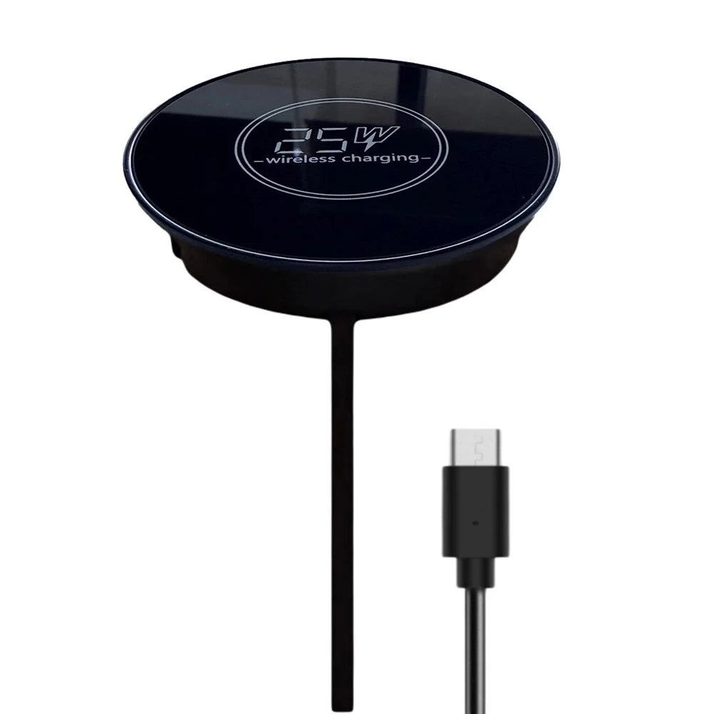 QR02 Qi2.2 25W Magnetic Wireless Charger Embedded Desktop Car Mount Charging Pad - Black - 1
