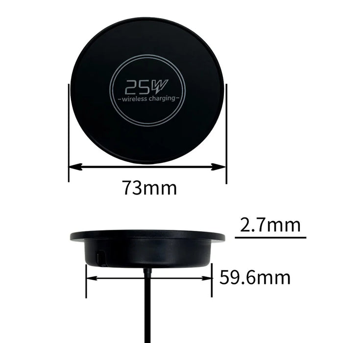QR02 Qi2.2 25W Magnetic Wireless Charger Embedded Desktop Car Mount Charging Pad - Black - 7