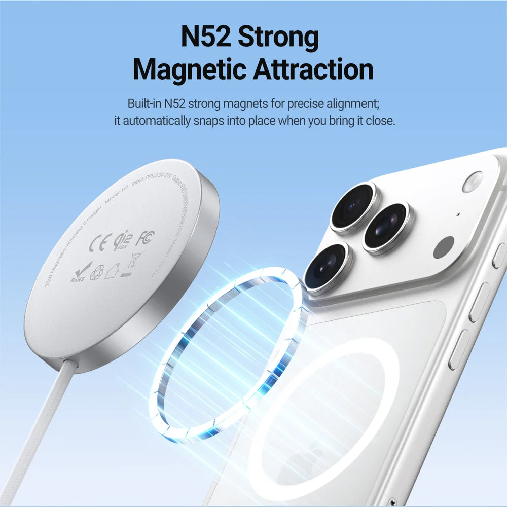 DUX DUCIS H1 Qi2.2 25W Magnetic Wireless Charger Pad H1 Qi2.2 25W Magnetic Wireless Charger Pad Qi 2.2 Fast Charger for iPhone 12-17 Series - White - 5