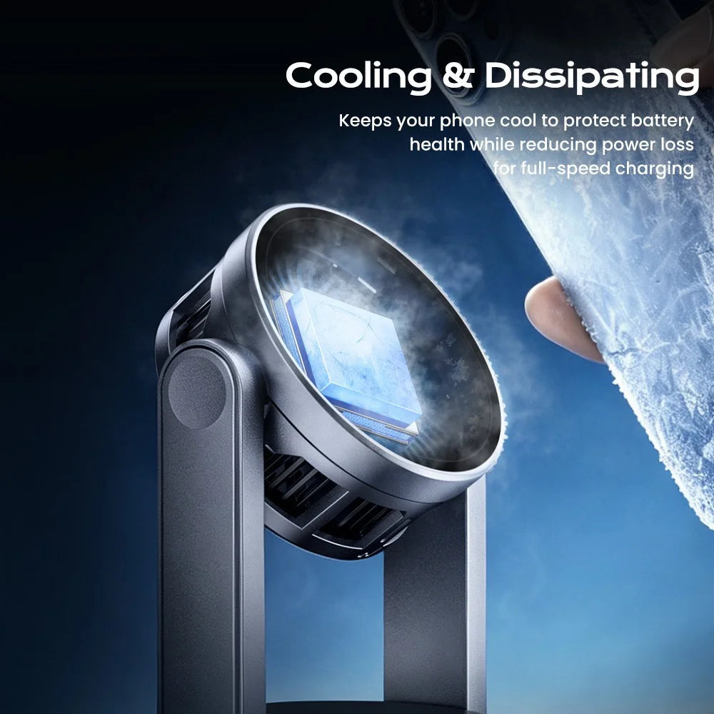 ESSAGER T50 3 in 1 Magnetic Wireless Charger TEC Cooling Qi2.2 25W Fast Charging Stand for Phone Watch Earbuds - Grey - 7