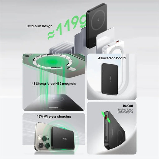 LDNIO PQ28 5000mAh Magnetic Wireless Power Bank Ultra-Slim Portable 15W Fast Charging Charger for iPhone - 2