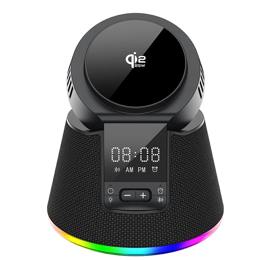 JJT-C67 5-in-1 Qi2.2 25W Ice Cooling Wireless Charger Bluetooth-compatible Speaker Charging Station with RGB Light - Black - 2