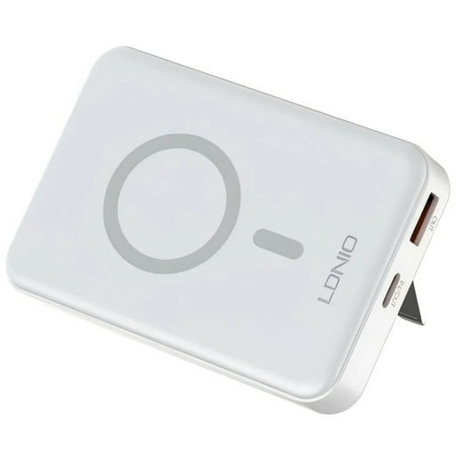 LDNIO PQ16 10000mAh Magnetic Wireless Power Bank QC 22.5W PD 20W Fast Charging Charger with Hidden Foldable Stand - White - 1