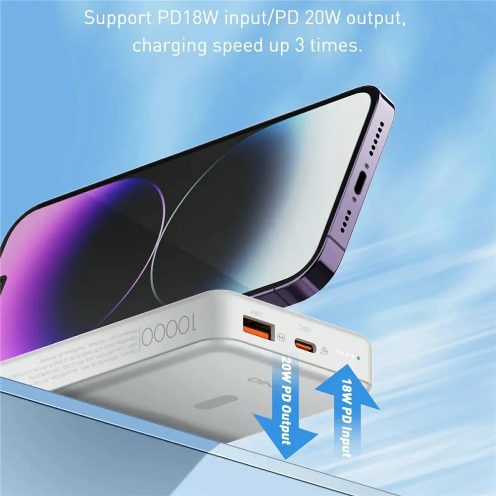 LDNIO PQ16 10000mAh Magnetic Wireless Power Bank QC 22.5W PD 20W Fast Charging Charger with Hidden Foldable Stand - White - 3